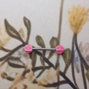 NWOT barbell Jewelry With Pink Balls With Blue Star In The Middle